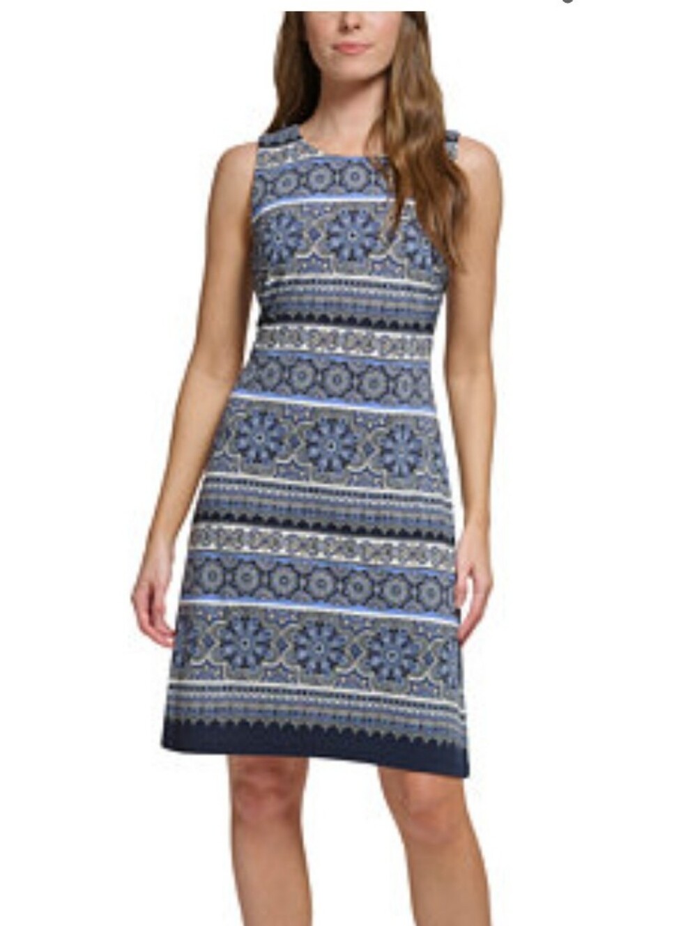 Tommy Hilfiger NWT Size 10 Blue Floral Medallion Sleeveless Shift Dress Boho
